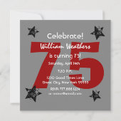 Invitation 75e anniversaire Charcoal and Red Grunge C75A1 (Dos)