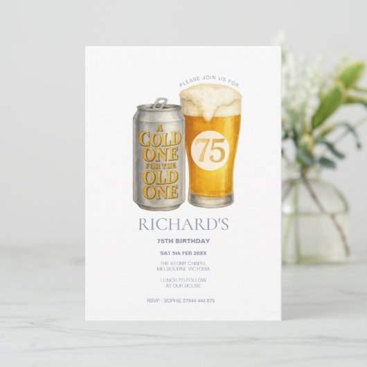 Invitation 75e anniversaire Cold One pour l'ancien (Debout devant)