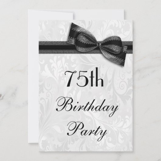 Invitation 75e anniversaire Damask and Faux Bow (Devant)