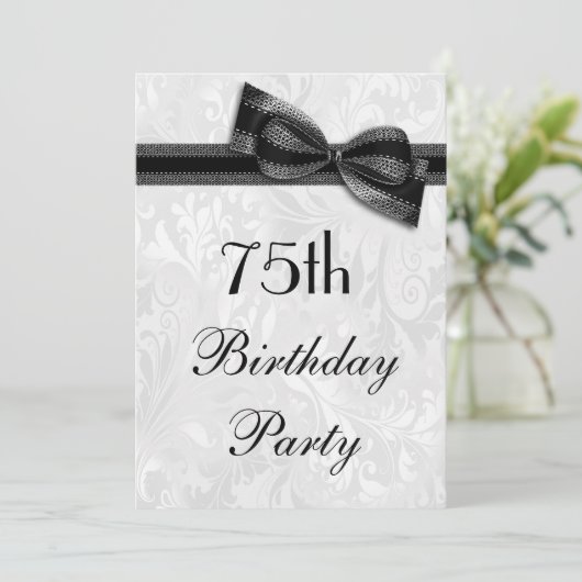 Invitation 75e anniversaire Damask and Faux Bow (Debout devant)