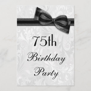 Invitation 75e anniversaire Damask and Faux Bow