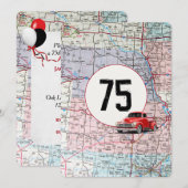 Invitation 75e Anniversaire de la fête Camion rouge Retro (Devant / Derrière)