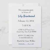 Invitation 75e anniversaire de la fête surprise Fleur bleue d (Dos)