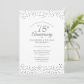 Invitation 75e anniversaire de Mariage Amour Coeurs Confetti (Debout devant)