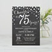 Invitation 75e Anniversaire de Mariage Ardoise Noir Argent (Debout devant)
