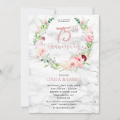 Invitation 75e Anniversaire de Mariage Élégante Rose Doré Flo (Devant)
