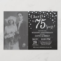 75e Anniversaire de Mariage Tableau Noir Argent