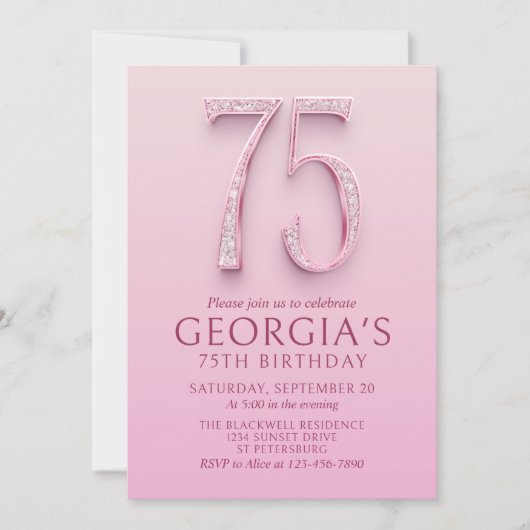 Invitation 75e anniversaire Diamants roses (Devant)