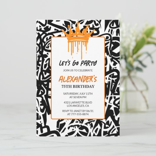 Invitation 75e anniversaire d'invitation Hommes Party Graffit (Debout devant)