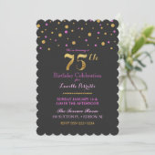 Invitation 75e anniversaire Dots de confetti rose or (Debout devant)