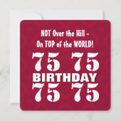 Invitation 75e anniversaire drôle PAS sur la colline Z75D (Dos)