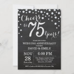 Invitation 75e anniversaire du Mariage Chalkboard Black Silve<br><div class="desc">75e anniversaire Mariage Chalkboard Black and Silver Invitation. Soixante-quinze Anniversaire des Mariages. Chalkboard Black et Silver Parties scintillant Arrière - plan diamant. Confetti en argent. Anniversaire adulte. Fête d'anniversaire d'une femme ou d'un homme. Pour plus de personnalisation, cliquez sur le bouton "Customiser" et utilisez notre outil de conception pour modifier...</div>