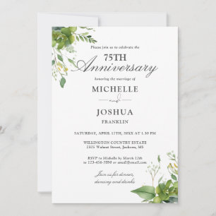 Invitation 75e anniversaire du Mariage Floral Green Photo