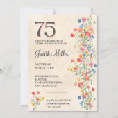 Invitation 75e anniversaire élégant - Conception de fête flor (Devant)