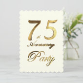 Invitation 75e anniversaire élégant Ivoire Or (Debout devant)