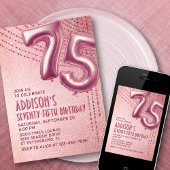 Invitation 75e anniversaire femme Rose or