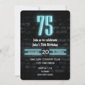Invitation 75e anniversaire fête néon Connexion en brique (Devant)