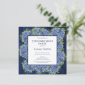 Invitation 75e Anniversaire Fête Rustique Bois Hydrangeas Ble (Debout devant)