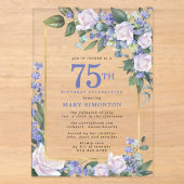Invitation 75e anniversaire Fleurs Bleu Blanc Or (Recto)