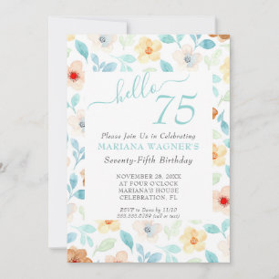 Invitation 75e anniversaire fleurs jaune et sarcel