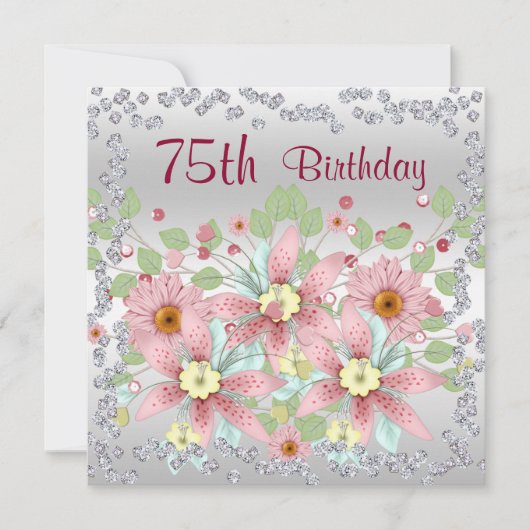 Invitation 75e anniversaire Floral Display & Diamonds (Devant)