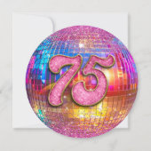 Invitation 75e anniversaire Gold Pink Parties scintillant Dis (Dos)
