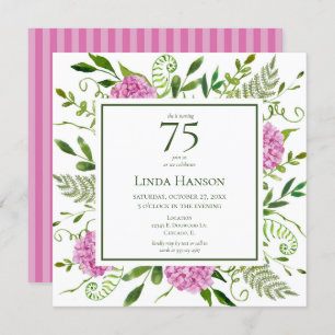 Invitation 75e anniversaire Hydrangeas roses