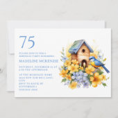Invitation 75e anniversaire Maison d'oiseau Fleurs (Devant)