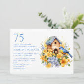 Invitation 75e anniversaire Maison d'oiseau Fleurs (Debout devant)