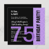 Invitation 75e anniversaire Moderne Purple Black C848 (Devant / Derrière)