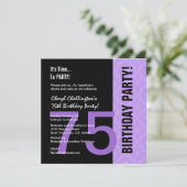 Invitation 75e anniversaire Moderne Purple Black C848 (Debout devant)