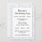 Invitation 75e anniversaire Motif de la fête bleue et blanche (Devant)
