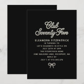 Invitation 75e anniversaire noir blanc écriture pe (Devant / Derrière)