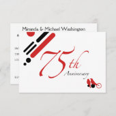 Invitation 75e anniversaire (oiseaux mods) (Devant / Derrière)