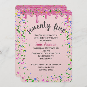 Invitation 75e Anniversaire Pink Icing Et Sprinkles