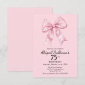 Invitation 75e anniversaire rose avec des points d (Devant / Derrière)