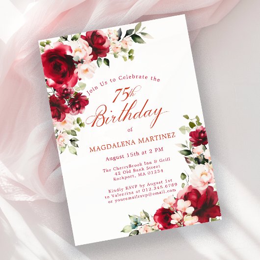 Invitation 75e anniversaire Rose rose rose rose rose rose ros