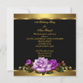 Invitation 75e anniversaire Roses violet or noir (Dos)