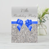 Invitation 75e anniversaire Séquin d'argent Royal Blue Bow Di (Debout devant)