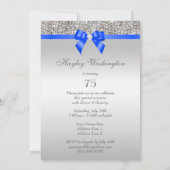 Invitation 75e anniversaire Séquin d'argent Royal Blue Bow Di (Dos)