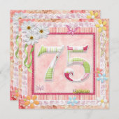 Invitation 75e anniversaire style scrapbooking (Devant / Derrière)