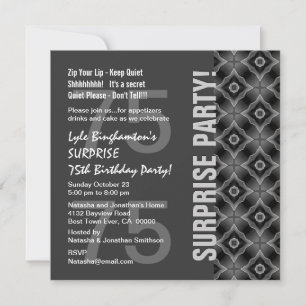 Invitation 75e anniversaire surprise Gris et blanc Q134N