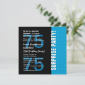 Invitation 75e anniversaire surprise Moderne Turquoise Blue V (Debout devant)