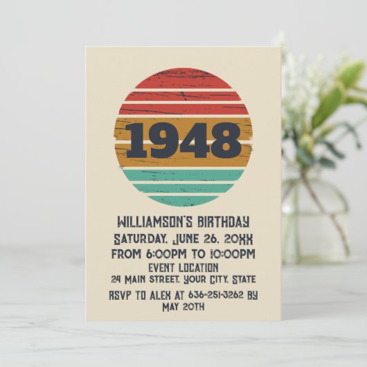 Invitation 75e anniversaire vintage personnalisé (Debout devant)