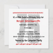 Invitation 75e cérémonie d'anniversaire surprise Black Red Wh (Dos)