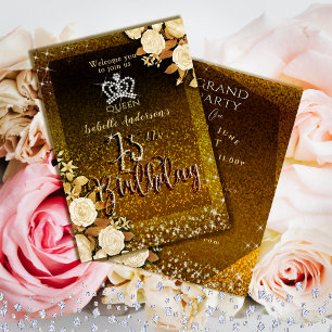 Invitation 75e Couronne Brillante Or Anniversaire