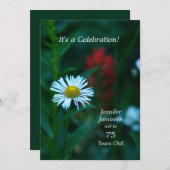 Invitation 75e fête d'anniversaire Floral White Daisy Flower (Devant / Derrière)