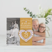Invitation 75e jubilé mariage anniversaire coeur fête (Debout devant)