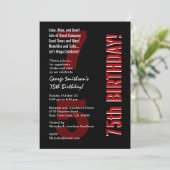 Invitation 75e Modèle rouge noir blanc moderne (Debout devant)