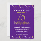 Invitation 75E Souper d'anniversaire surprise or violet (Devant)